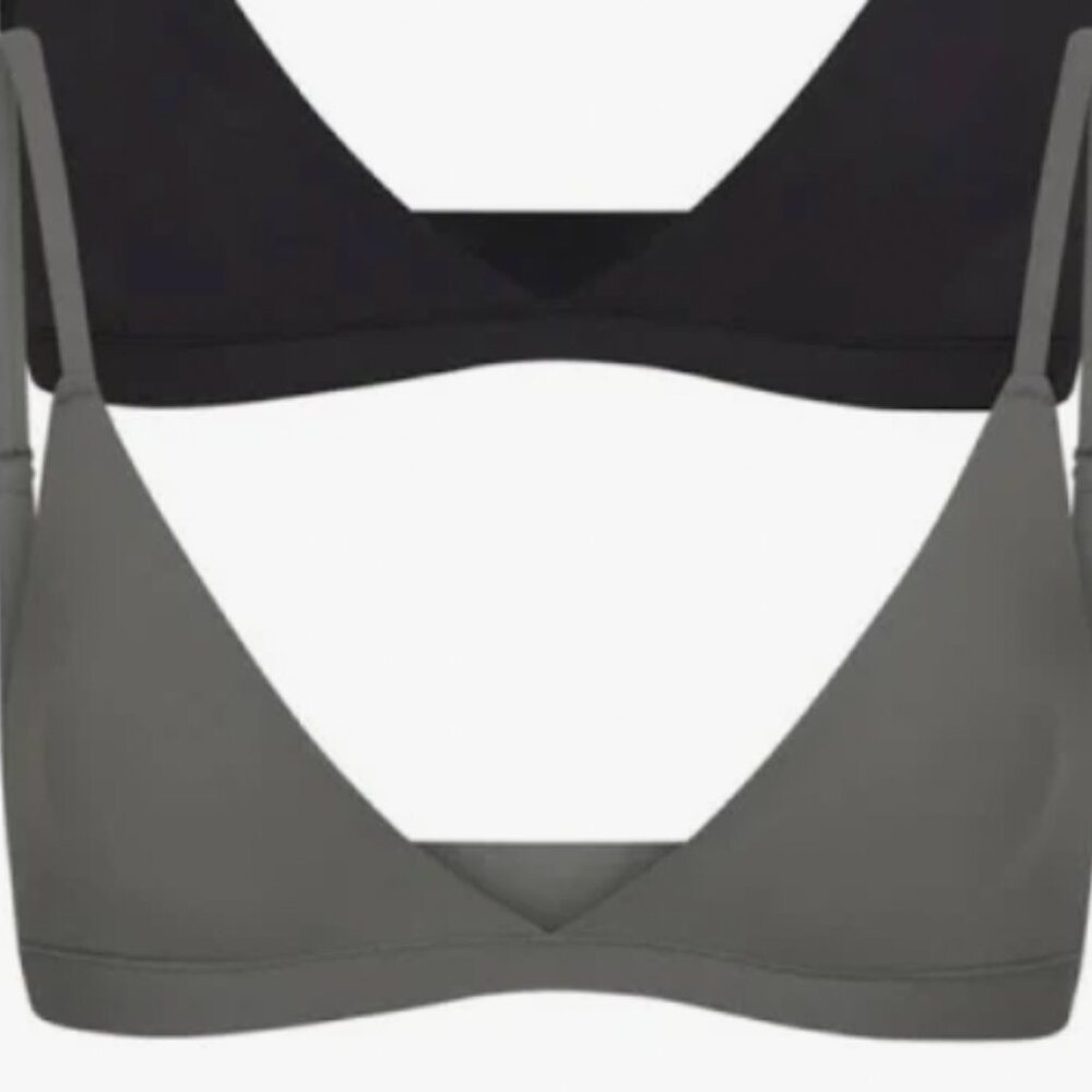 SKIMS Cotton Jersey Triangle Bralette, Green Medium